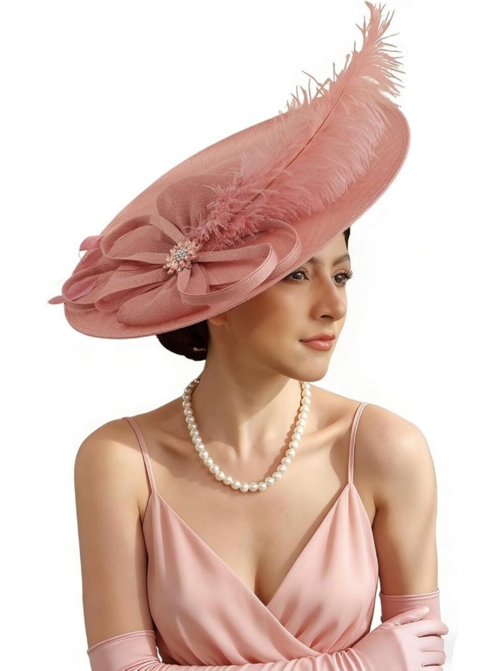 Elegant Flower Mesh Fascinator Hat with Feathers for Wedding, Derby & Tea Party